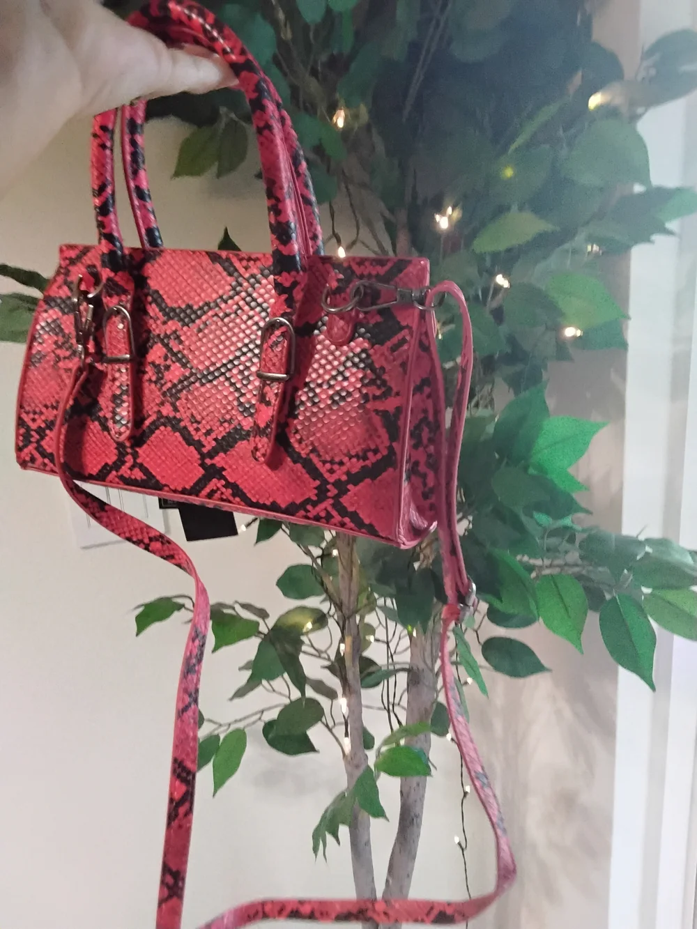 Ed Hardy Red Snake-Print Crossbody & Chaincharm